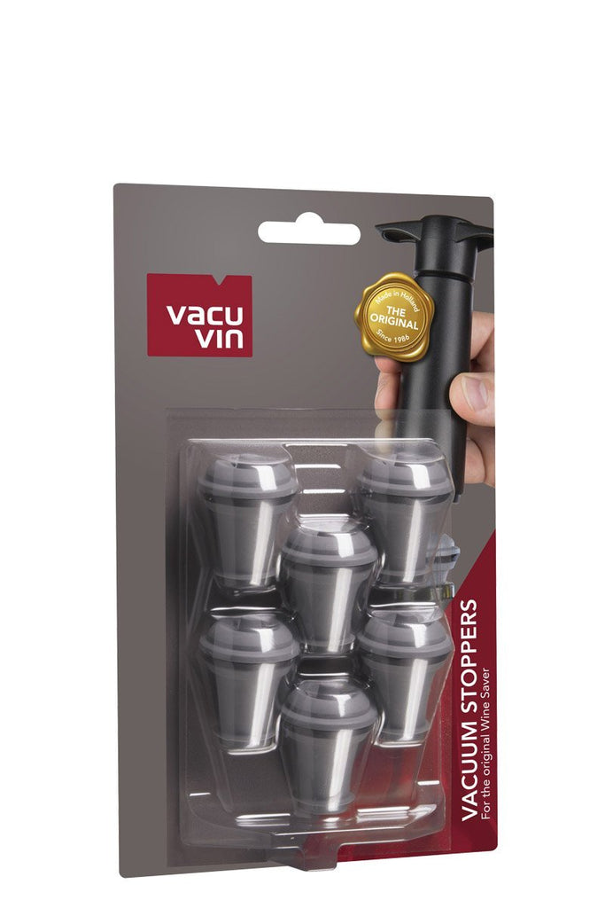 VacuVin - Stopfen für Weinpumpen, 6-er Blister, grau - Wildschütz Weinkosthandel GmbH